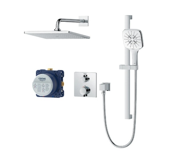 Grohe - Rainshower GrohTherm 2-Handle Thermostatic Single Function Shower Kit  - Chrome -
