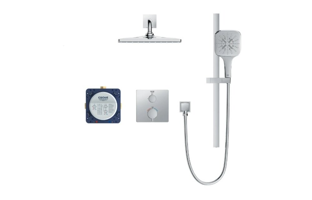 Grohe - Rainshower GrohTherm 2-Handle Thermostatic Single Function Shower Kit - Chrome -