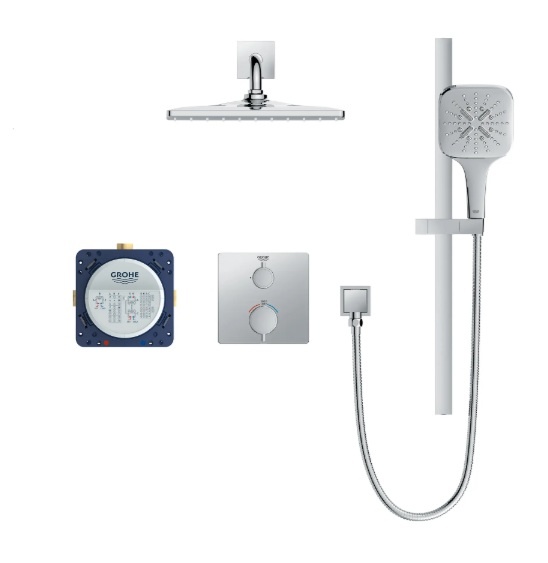 Grohe - Rainshower GrohTherm 2-Handle Thermostatic Single Function Shower Kit  - Chrome -