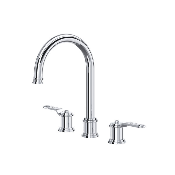 Perrin & Rowe - Armstrong™ Widespread Lavatory Faucet - C-Spout - Textured Metal Lever