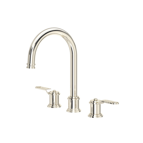Perrin & Rowe - Armstrong™ Widespread Lavatory Faucet - C-Spout - Textured Metal Lever