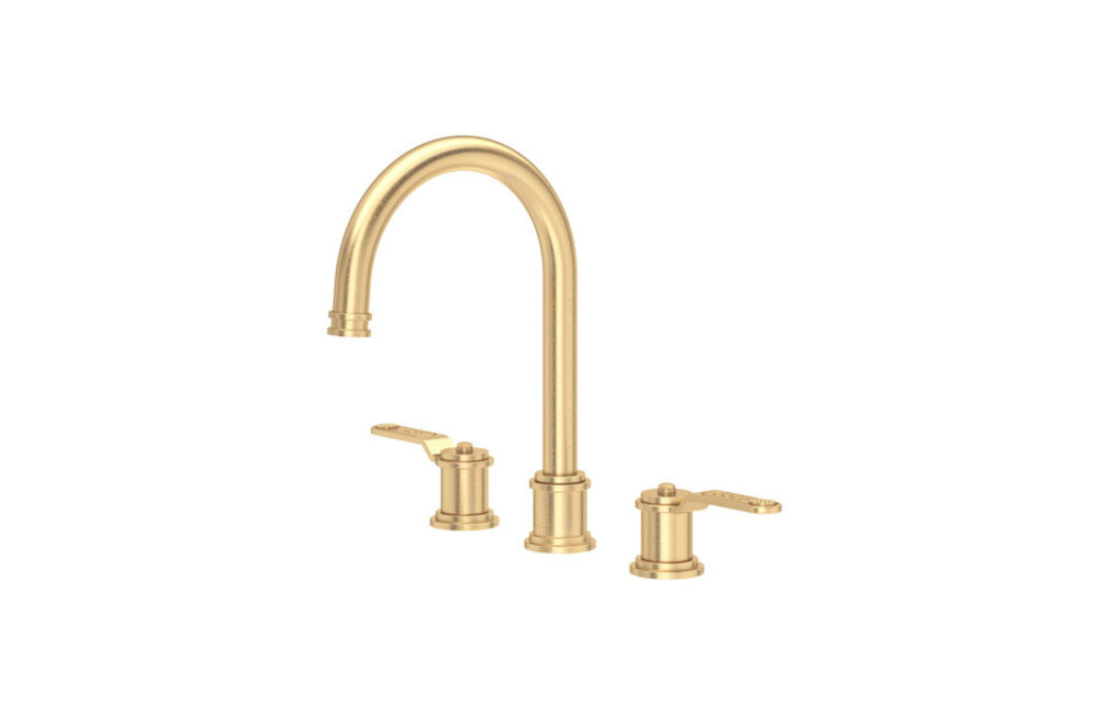 Perrin & Rowe - Armstrong™ Widespread Lavatory Faucet - C-Spout - Textured Metal Lever