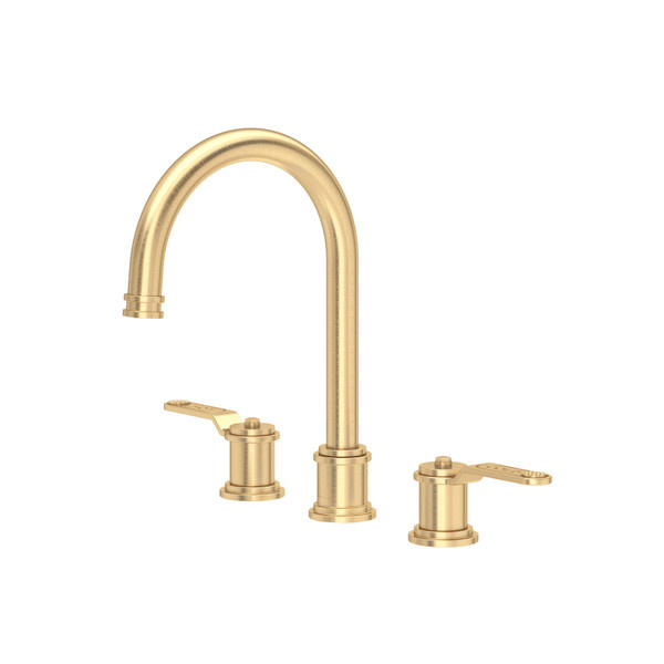 Perrin & Rowe - Armstrong™ Widespread Lavatory Faucet - C-Spout - Textured Metal Lever