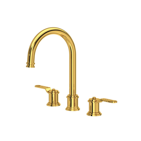 Perrin & Rowe - Armstrong™ Widespread Lavatory Faucet - C-Spout - Textured Metal Lever