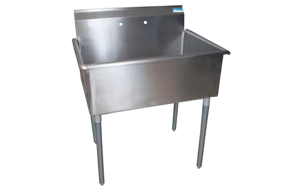 BK Industries  - STAINLESS STEEL 1 COMPARTMENT UTILITY SINK GALVANIZED LEGS 36X24X14 BOWL - BKUS6-1-3624-14
