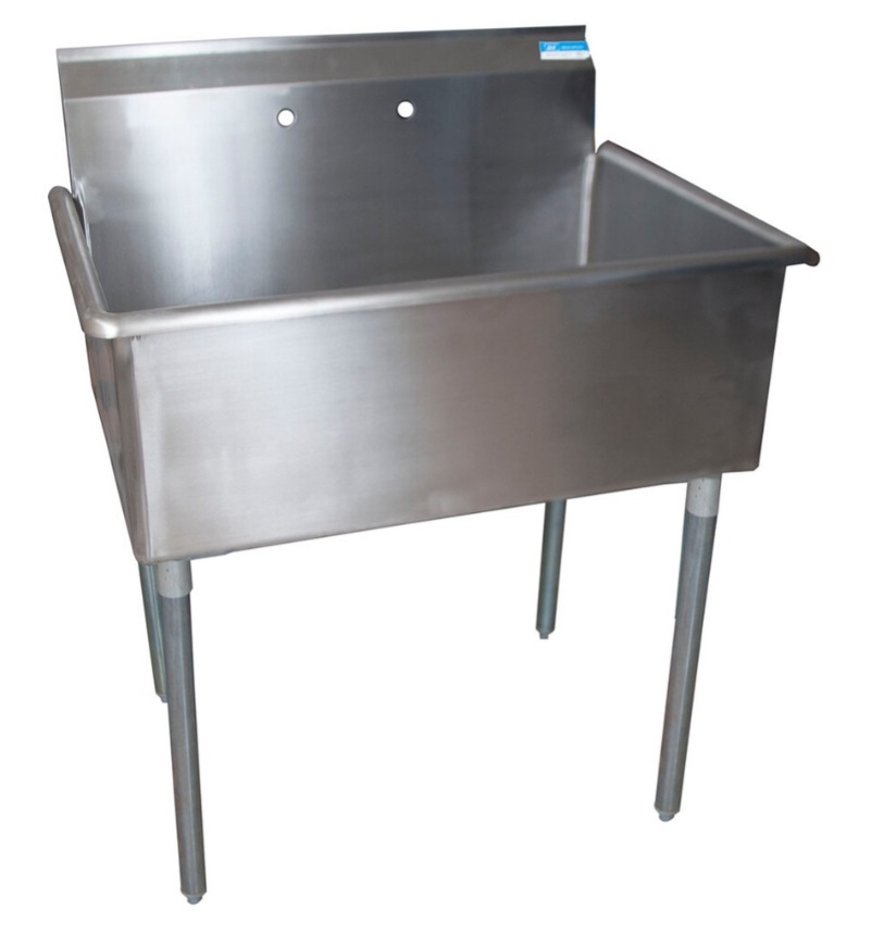BK Industries  - STAINLESS STEEL 1 COMPARTMENT UTILITY SINK GALVANIZED LEGS 36X24X14 BOWL - BKUS6-1-3624-14