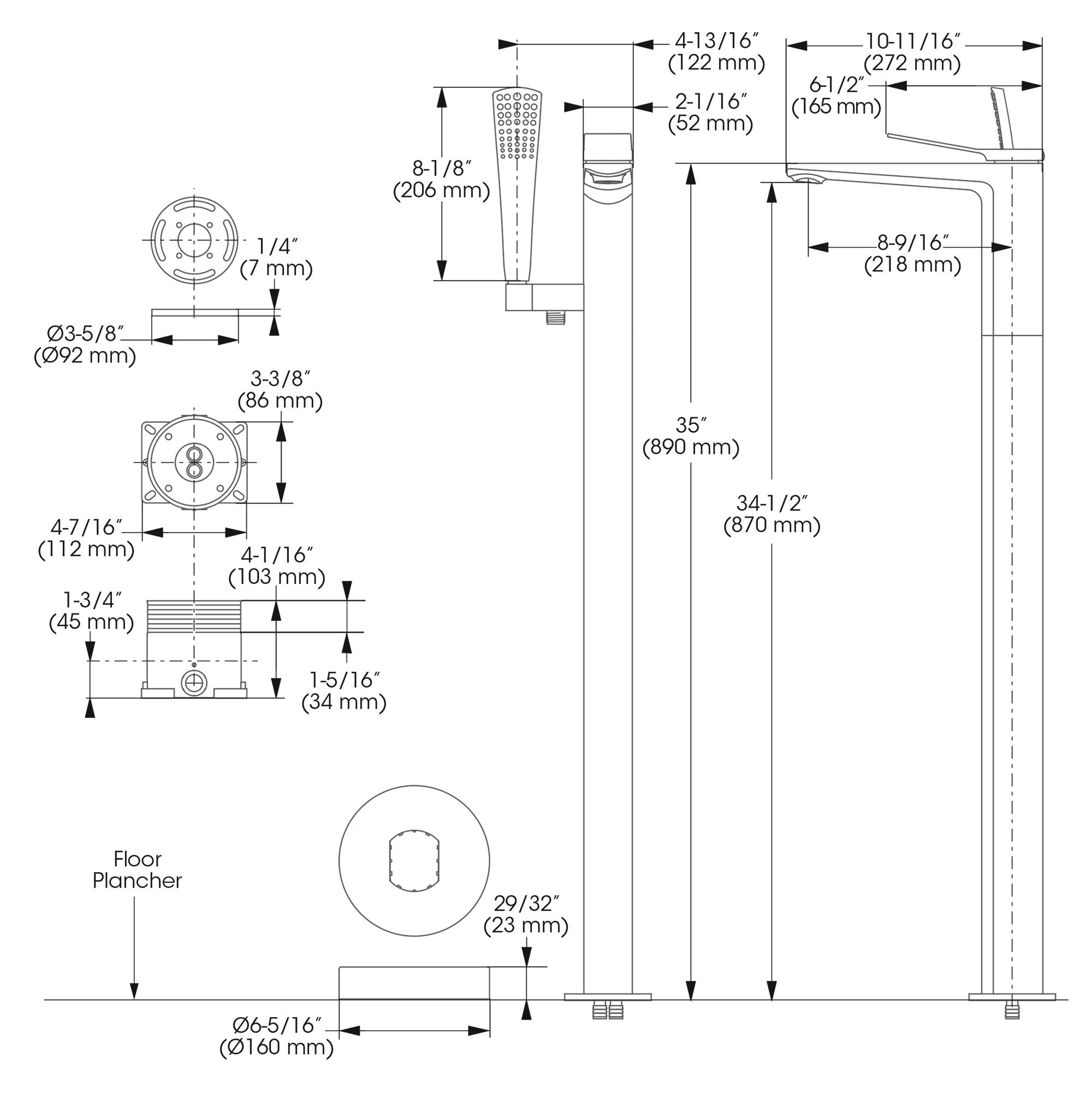 Belanger - Volta - Bathtub faucet - Complete model