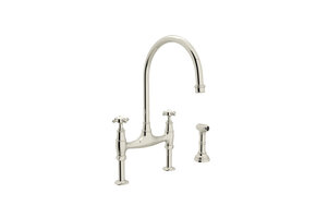Perrin & Rowe - Georgian Eraâ„¢ Bridge Kitchen Faucet With Side Spray - Polished Nickel - U.4718X-PN-2