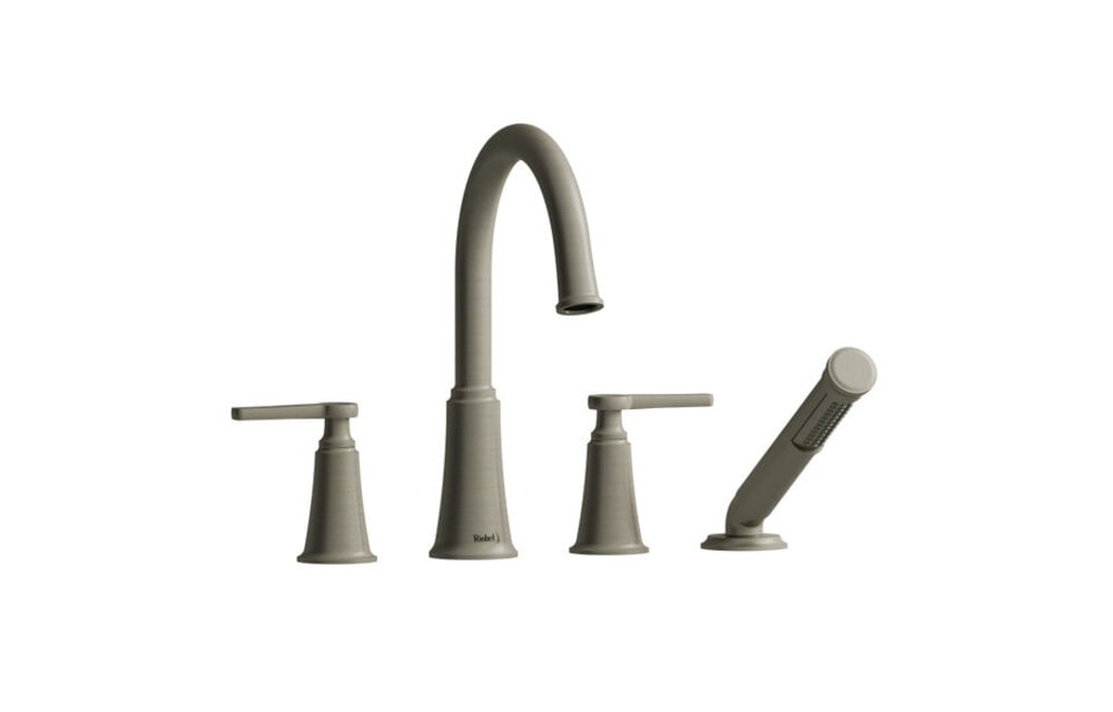 Riobel - Momenti 4-Hole Deck Mount Tub Filler With C-Spout - Brushed Nickel -