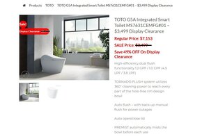 TOTO - G5A WASHLET INTEGRATED TOILET - MS7631CEMFG#01 - Clearance Display