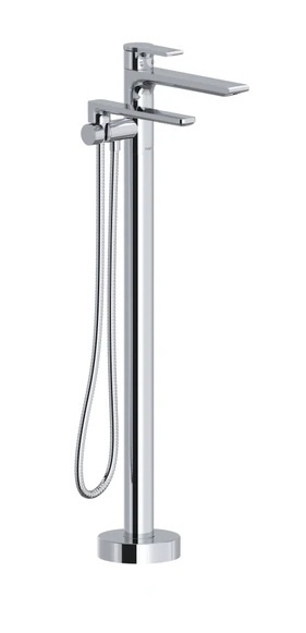 Riobel - Fresk Thermostatic Single  Hole Floor Mount Tub Filler Trim -  Polished Chrome