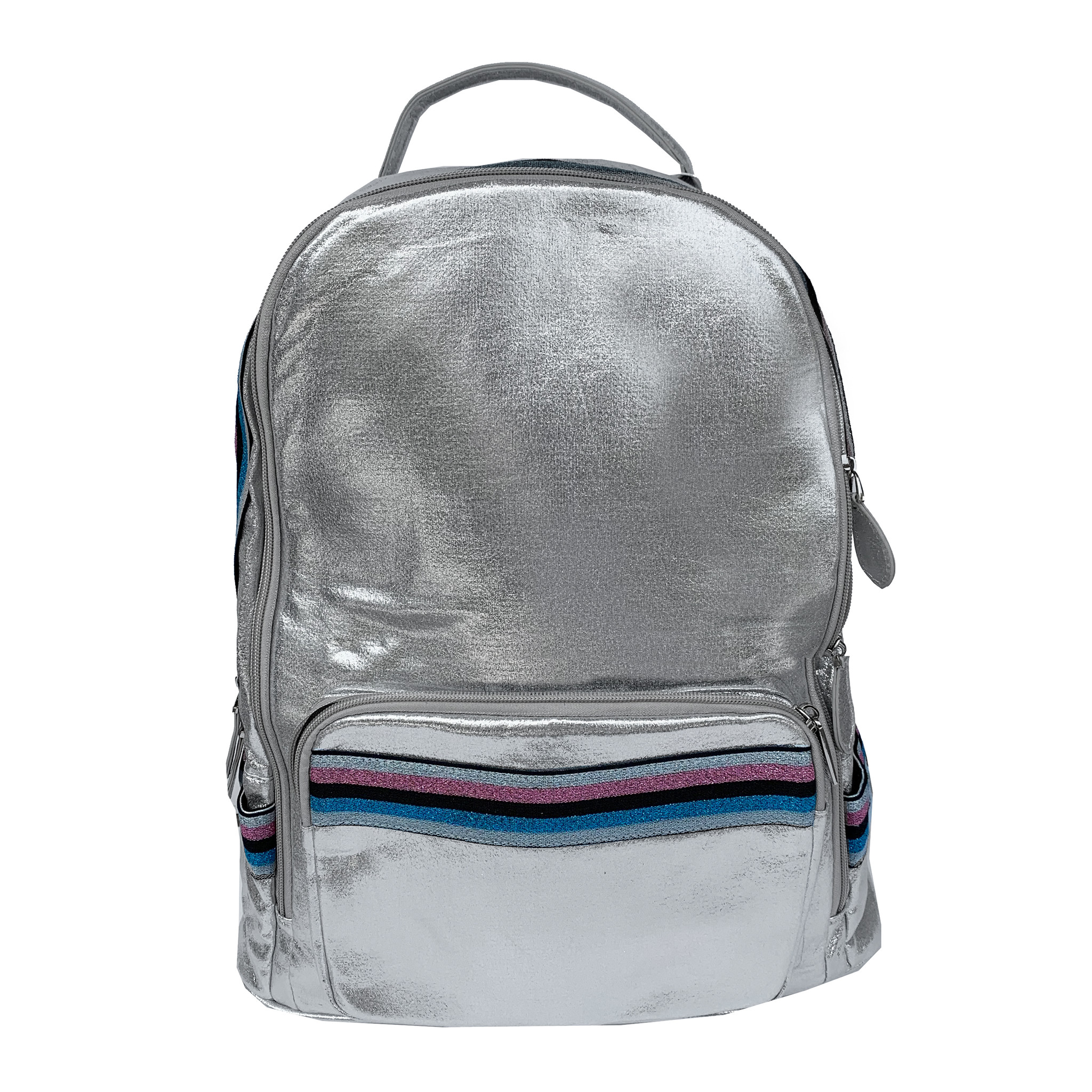 silver backpack