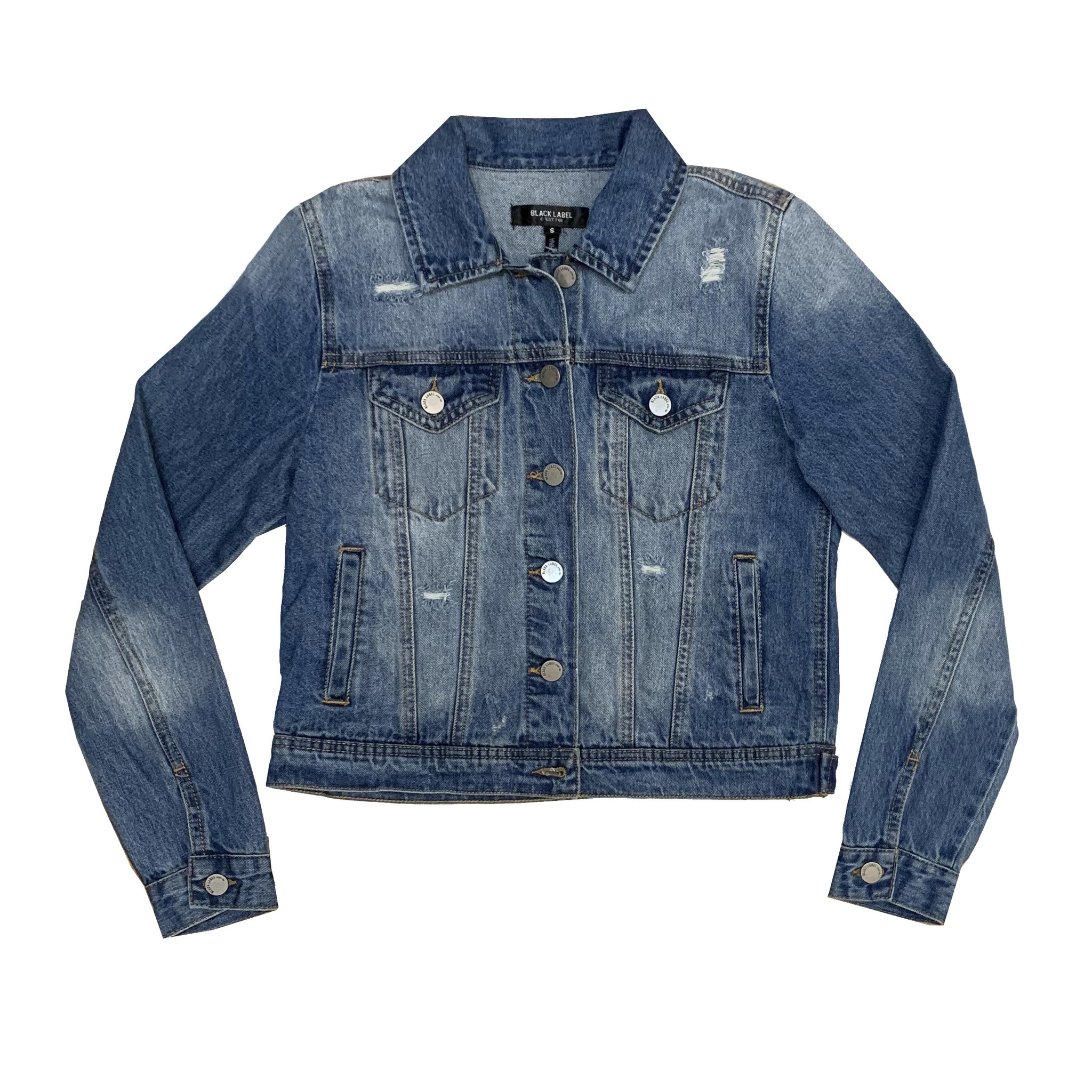 Womens Distressed Denim Jacket - Precious Cargo