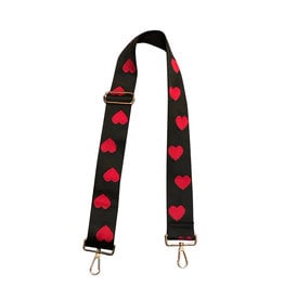 Black Bag Strap with Red Hearts