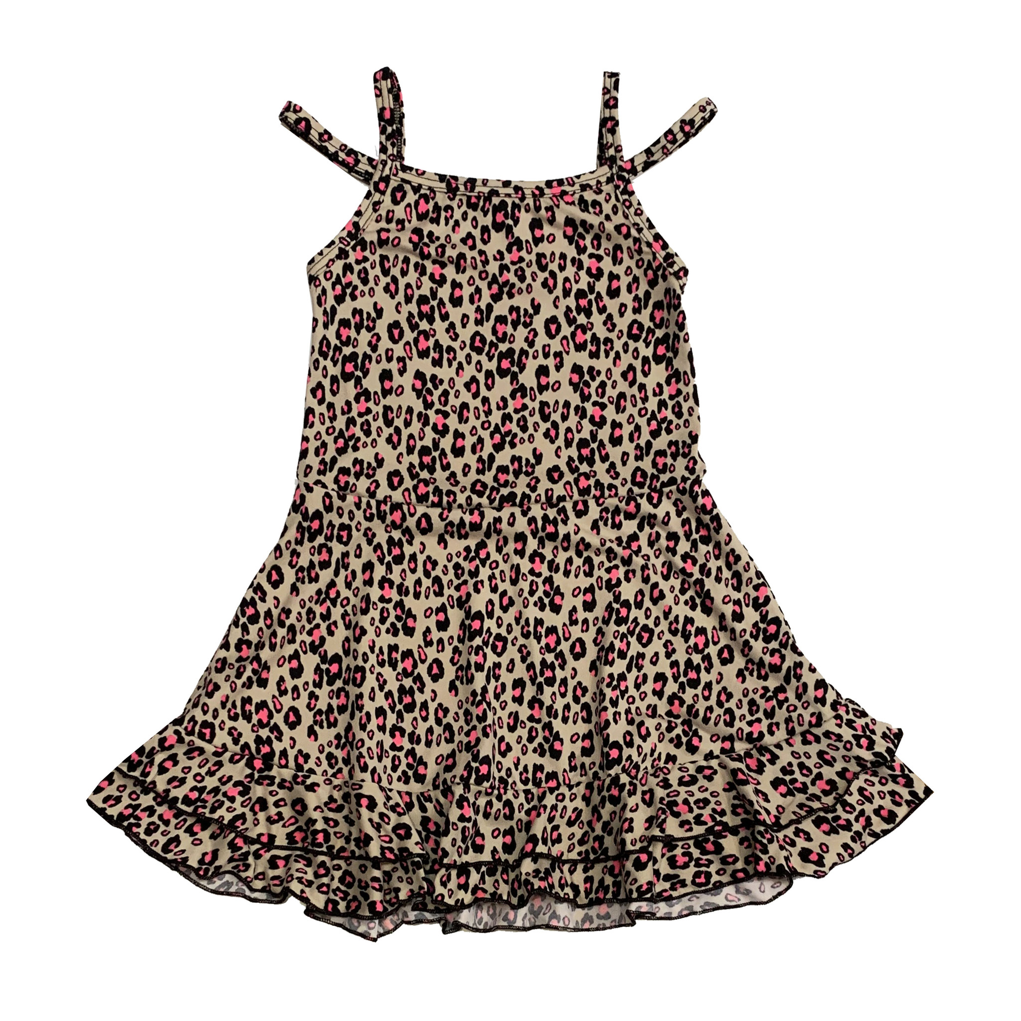 leopard print cold shoulder dress