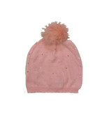 Bari Lynn Pink Knit Infant 12/24m  Rhinestone Pom Pom Hat