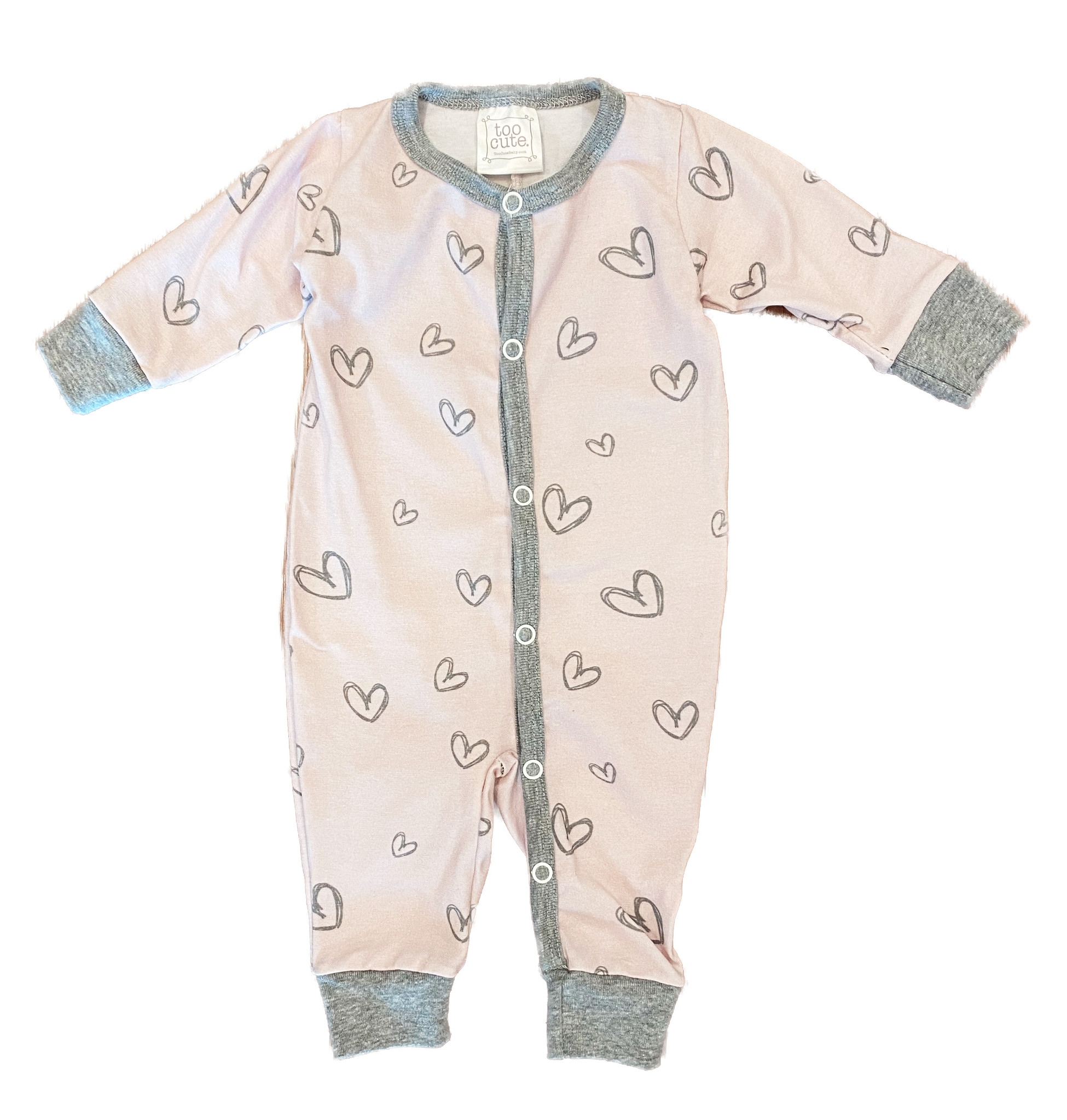 Too Cute Blush Grey Hearts Coverall