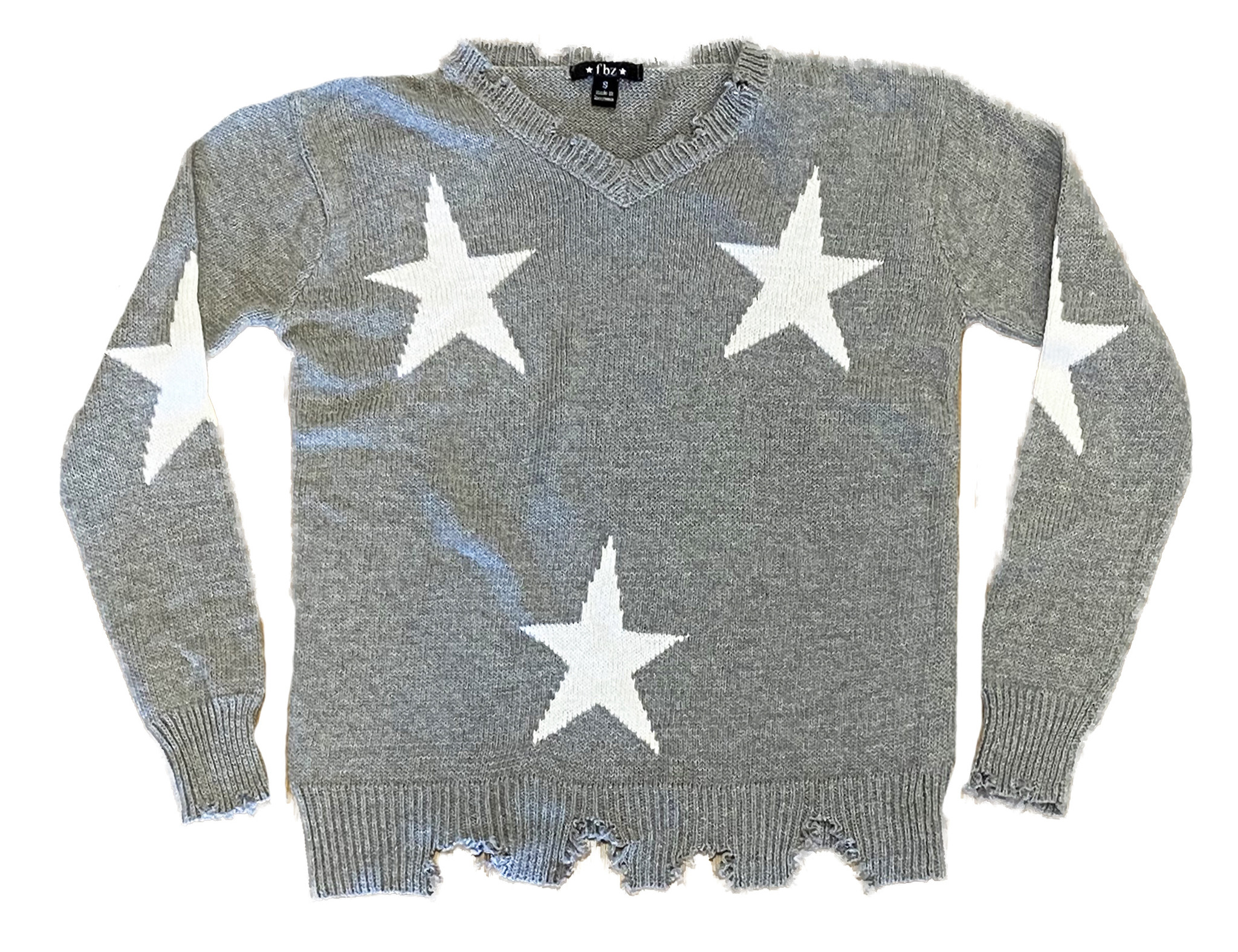 grey ripped sweater