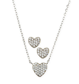 Sterling Silver Mini CZ Heart Necklace or Earrings