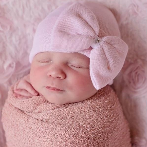 Ily Bean Pink Large Bow Newborn Hat