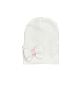 Ily Bean White Mini Bow Newborn Hat