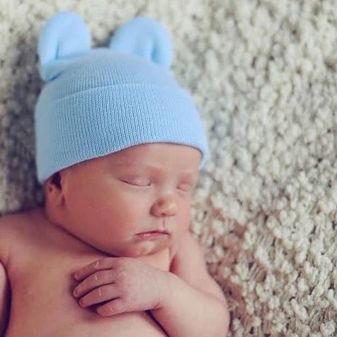 Ily Bean Light Blue Bear Newborn Hat