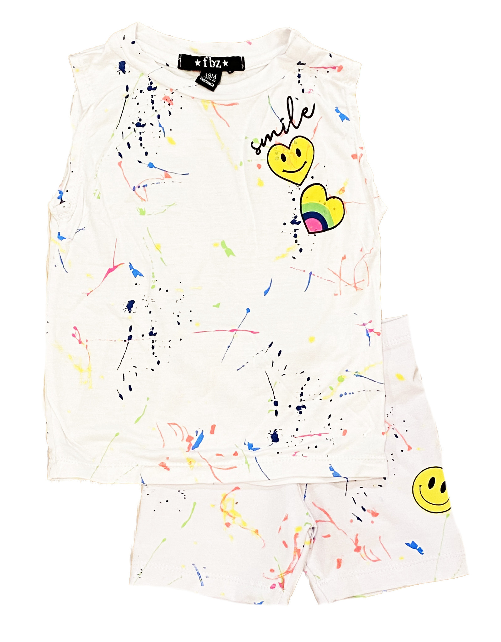Flowers By Zoe White Splatter Smile Toddler Set Precious Cargo