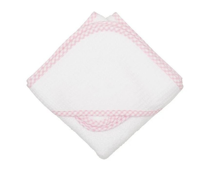Check Trim Hooded Towel & Washcloth Set - 3 Colors