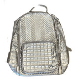 Bari Lynn Silver Chevron Lg. Backpack