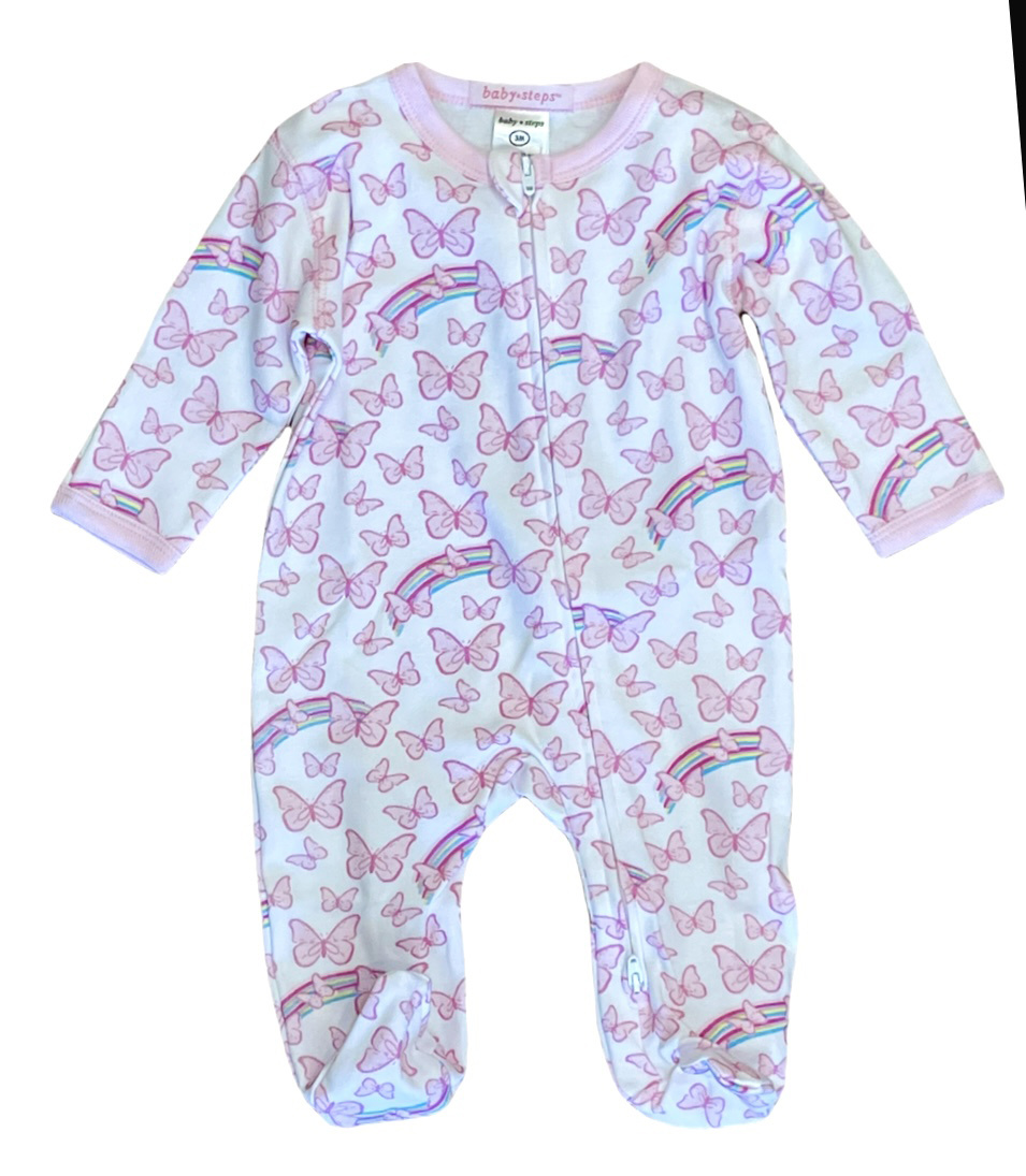 Baby Steps Pink Butterfly Footie