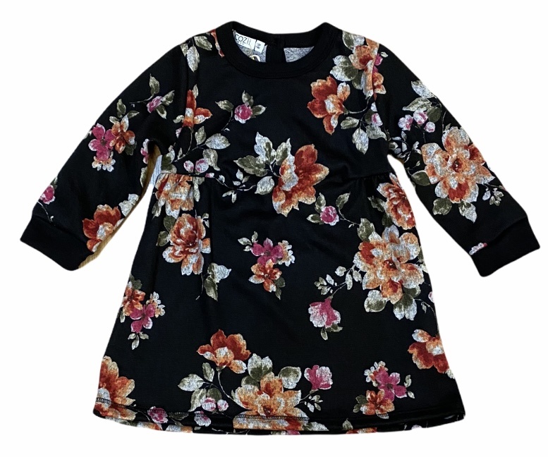Cozii Black Floral Knit Toddler Dress
