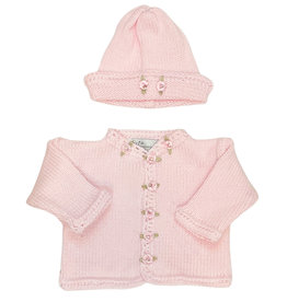 Gita Pink Rosettes Sweater & Hat Set