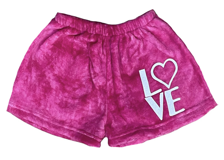 Fuzzies Pink/White Love Shorts