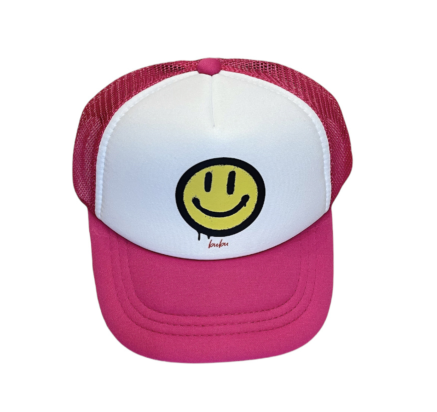 Bubu Hot Pink Smiley Trucker Hat