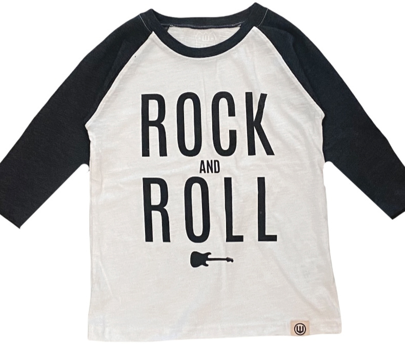 Wes and Willy Rock and Roll 3/4 Raglan Black Tee