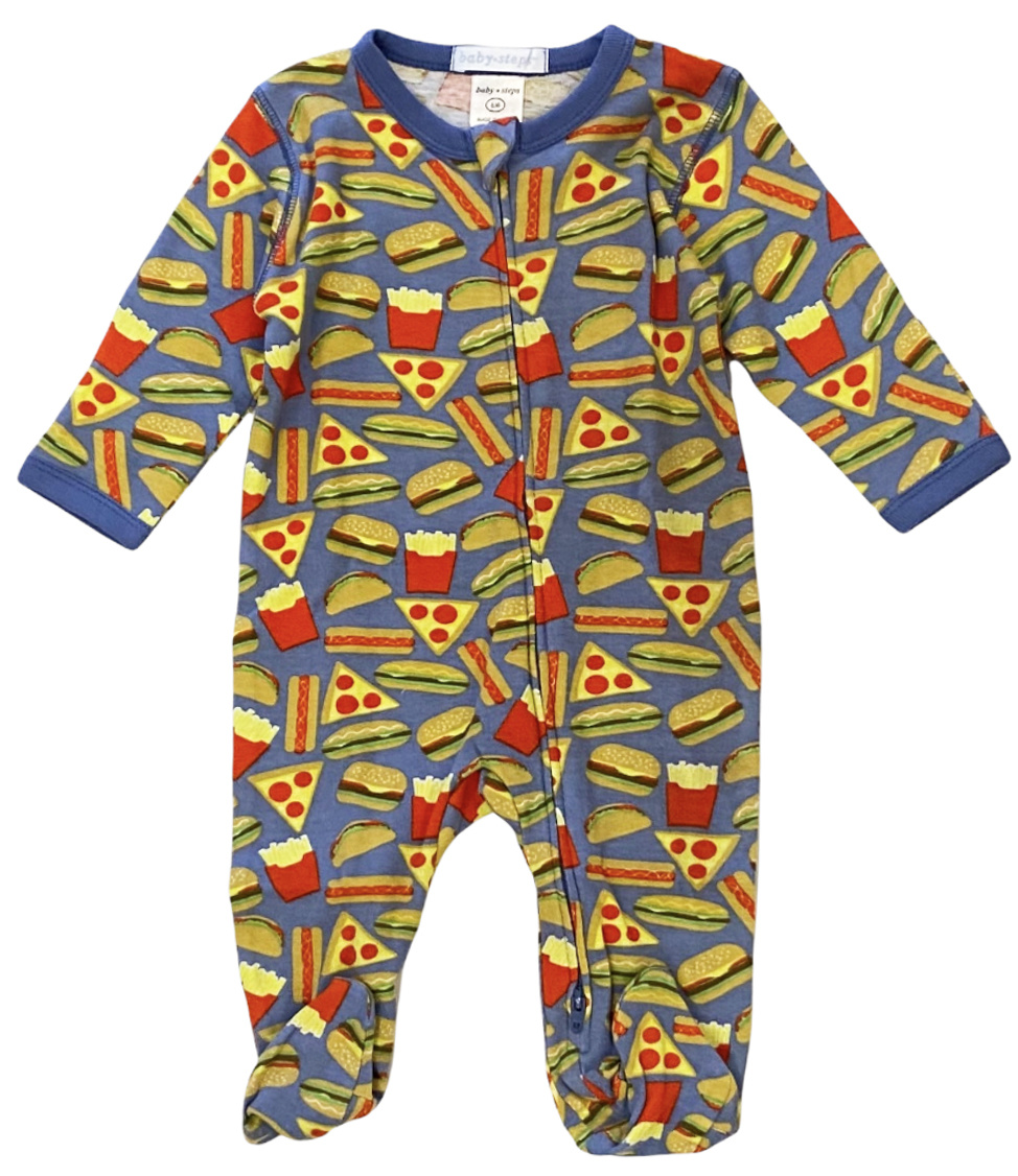 Baby Steps Blue Junk Food Footie