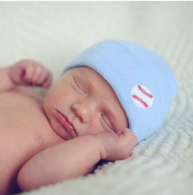 Ily Bean Light Blue Baseball Newborn Hat