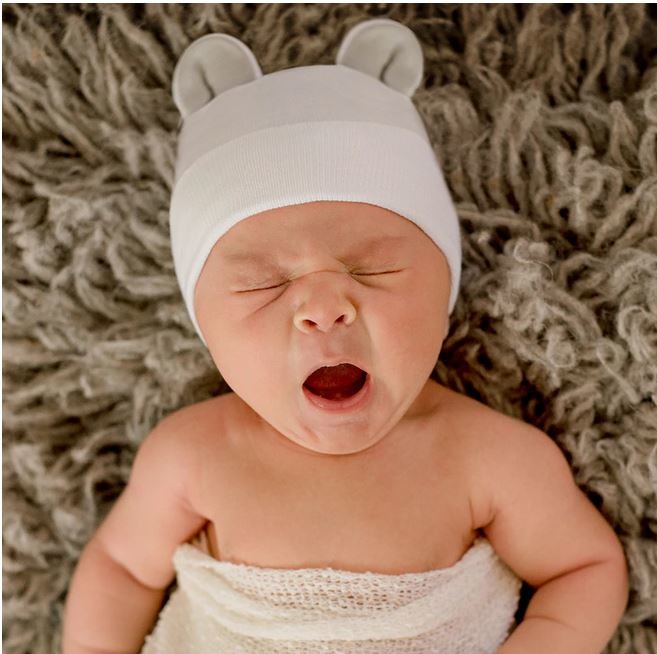 Ily Bean Grey/White Bear Newborn Hat