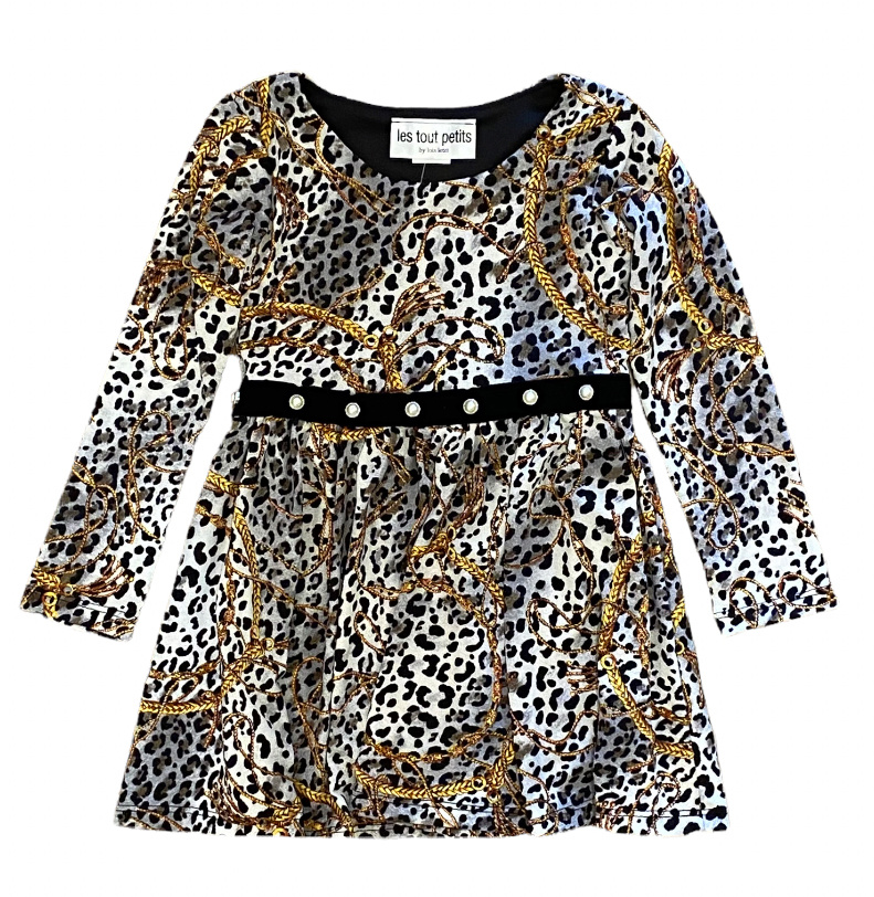 Les Tout Petits Black Leopard Chain Dress