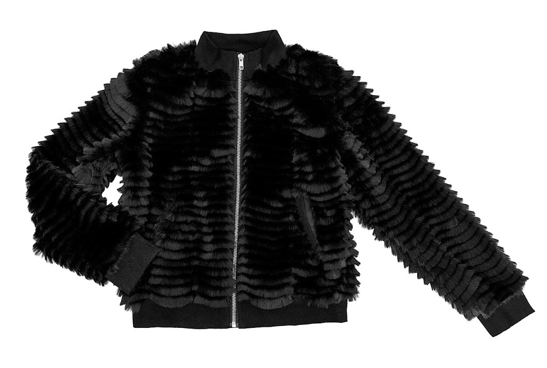 Mia New York Black Faux Posh Fur Bomber Jacket