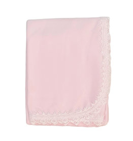 Sippys Pink Scalloped Floral Lace Blanket