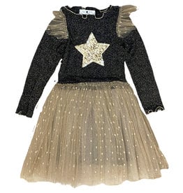 Petite Hailey Blk/Gold Shimmer Tutu Dress