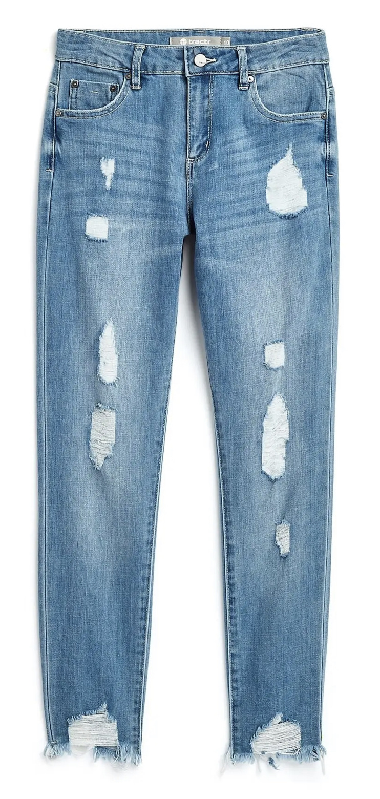 Tractr High Rise Distressed Weekender Jeans