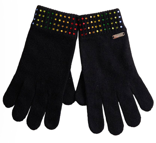 Bari Lynn Black Love Crystal Gloves 7-14/Adult
