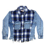 Vintage Havana Denim Plaid Frayed Jacket