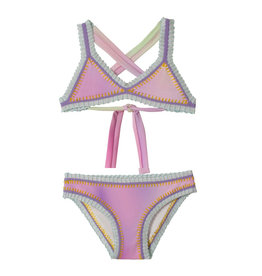 PQ Pink/Silver Multi Embroidered Trim Bikini