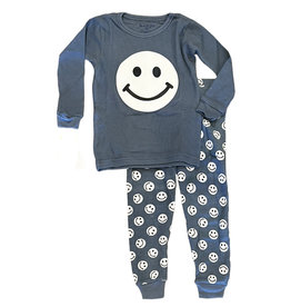 Baby Steps Blue Smiley Thermal Infant PJ Set