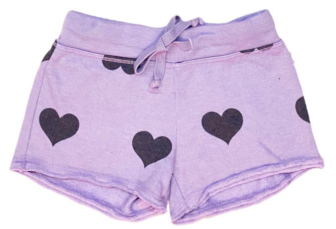 T2Love Violet Allover Heart Shorts