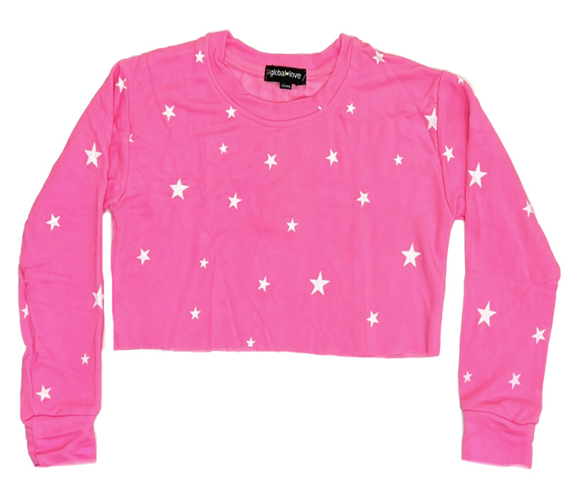 Flowers by Zoe Neon Pink Stars Crop Sweatshirt