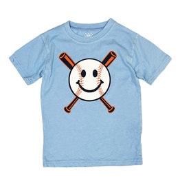 Wes and Willy NC Blue Smiley Baseball SS Tee